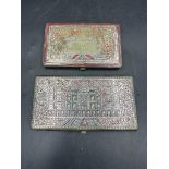 Two white metal Indian cigarette cases.