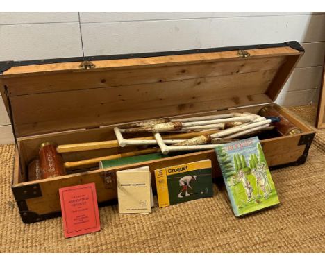 A vintage Townsend croquet set with a selection of croquet literature 