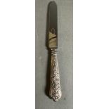 A silver handled sandwich knife, hallmarked for Birmingham