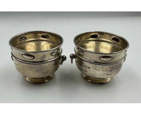 A Pair of Art Nouveau salts by William Hutton & Sons Ltd, hallmarked for Birmingham 1909 and approximate total weight 82g