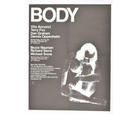 Poster for a series of performances and activities by Vito Acconci, Terry Fox, Dan Graham, Dennis Oppenheim, Bruce Nauman, Ri