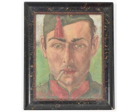 Oil on canvas, 23 x 18 cm, signed and dated 1927 in lower margin, framed.Very finely executed portrait. 