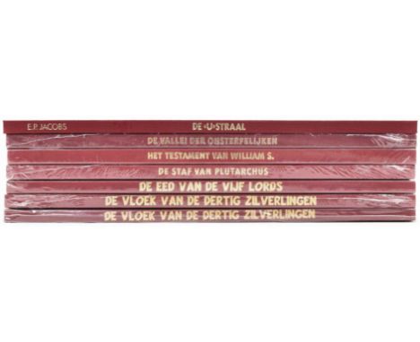 Vol. 15-17, 19-21 and De "U" Straal. Blake et Mortimer, 1991-2018. Hc. in red cloth, gilt title and mounted plate, numbered, 