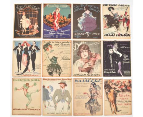 24 pieces of sheet music loose in 1 portfolio. Late 19th cent. to mid 20th cent., all covers by the German artist Wolfgang Or