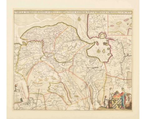 Quae et complectitur maximam partem Drentiae emendata a F. de Wit. Amst., ca. 1690. 47 x 55 cm. Outline and cartouche col., w