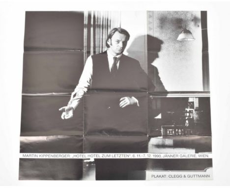 Large exhibition poster, 84 x 84 cm, designed by Clegg &amp; Guttmann, featuring a b/w photographic portrait of the artist. A