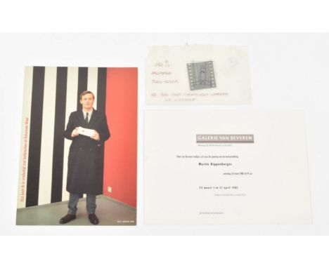 Contains two different cards made in conjunction with Kippenberger's show at Galerie van Beveren which took place from March 