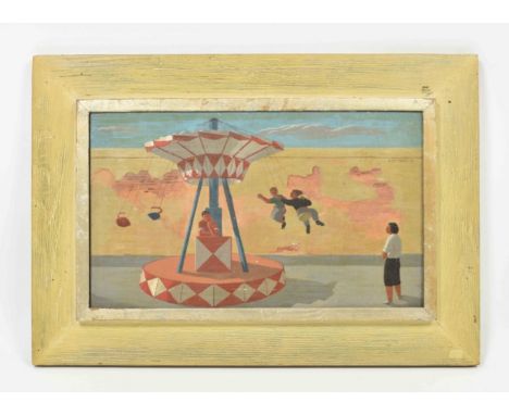 Oil on panel, 30 x 50 cm., signed and dated 1951 in right margin, framed. With some superficially dam. spots. Nice naive pain