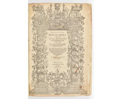 sive, Libri Canonici (...) secunda cura Francisci Junii. London, G. B(ishop). R. N(ewbery) & R. B(arker), 1592-'93. 3 vols. i