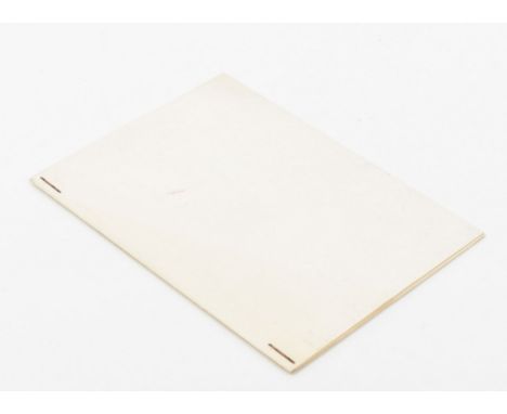 Arnhem, self-published, 1960. Stapled artists' booklet, 13.6 x 10.7 cm, 20 pp. Edition of 120, this one numbered 87/120. Cont