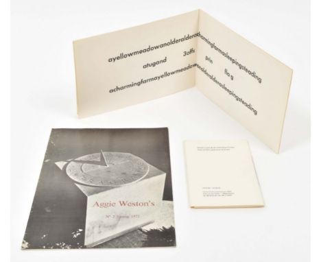 Three artists' books including (1) Futura 7: Ian Hamilton Finlay 5 poems. Stuttgart, Edition Hansjörg Mayer, 1966. First edit