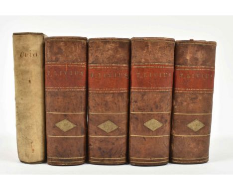 Leiden, Elsevier, 1644 and 1645. 4 vols. Approx. 3000 p. 16mo. Hleather w. marbled boards, unif. bound, ill. title, 3 vols. w
