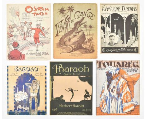 and North Africa. Approx. 45 pieces of sheet music loose in 1 portfolio. Num. styles of music, incl. "Egyptian foxtrots", "Or
