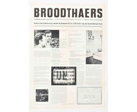 Announcement poster for an exhibition by Marcel Broodthaers at Gallery Bassenge in March-April 1969. Offset printed black on 
