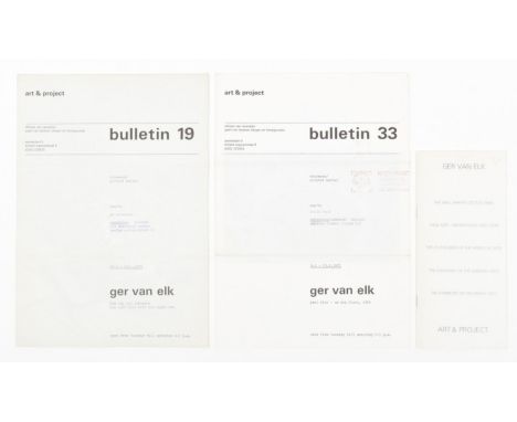 featuring solo shows in the Amsterdam based gallery from 1970 to 1974. Featured are numbers 19 (How van Elk inflates his left