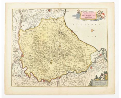 Sive Velavia, after F. de Wit. Amst., Covens and Mortier, ca. 1750. 47 x 57 cm. 2 cartouches w. title, putti, scales and coat