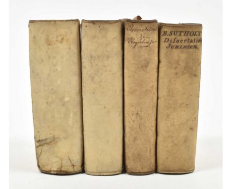 Quibus universum jus institutionum ex principiis (...). Ed. secunda. Leiden, Elsevier, 1633. 501 p. 16mo. Overlapping vellum,