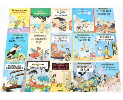 (1) Johan en Pirrewiet vol. 1-17. Dupuis, ca. 1990-2001. Vols. 14-17 in first edition. (2) De Smurfen vol. 1-25. Dupuis, 1983
