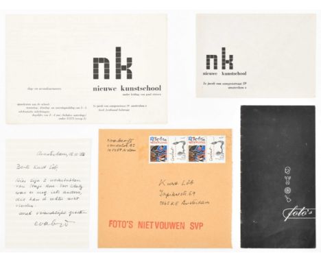 (1) Brochure and envelope "Nieuwe Kunstschool", ca. 1938.(2) Kermesse Artistique. Brochure and invitation for the Society of 