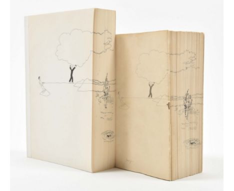 Two versions of a stunning artists' book, consisting of 1 continuous pen drawing starting at the front cover, moving along al