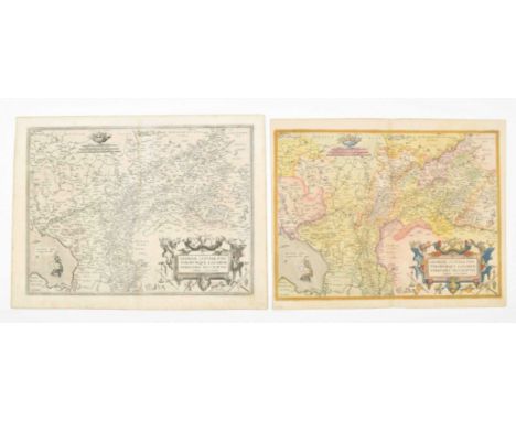 Aut. Christiaan Schrot. Antwerp, Abr. Ortelius, ca. 1580. 37 x 50.5 cm. Fully col., large cartouche w. title, scales on top, 