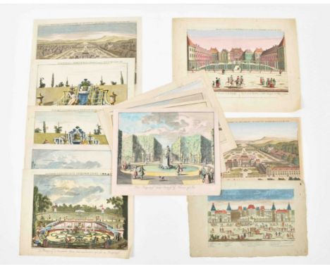 Ca. 1750. Incl. 1 duplicate. 6 are contemp. handcol. in 2 different hands, all approx. 28 x 36 cm, all w. the address "'t Ams