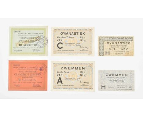 (1) Ticket Gymnastics. Olympic Stadion Amsterdam. South tribune. (2) Passe-partout ticket Gymnastics Event. Marathon Tribune.