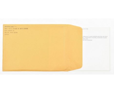 Halifax Canada, Nova Scotia College of Art and Design, 1969. Set of 12 loose cards, 13 x 18 cm, in rubber-stamped manila enve
