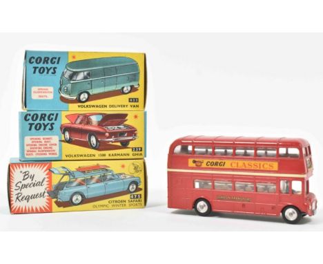 Die-cast scale model. (2) Volkswagen Komi 434. (3) Citroen Safari. Olympic Winter Sports.  475. All boxed in mint condition.A