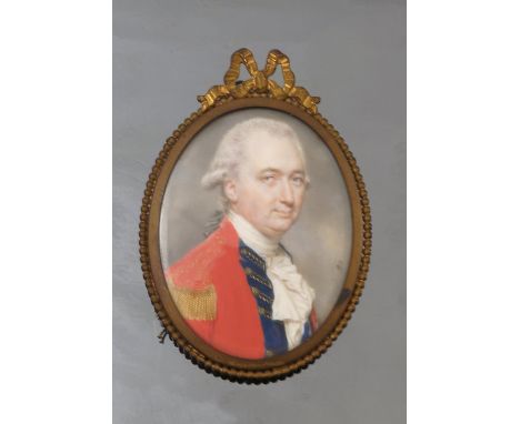John Smart, 18th century oval portrait miniature painted on ivory, believed to be of Charles Cornwallis 1st Marquess Cornwall
