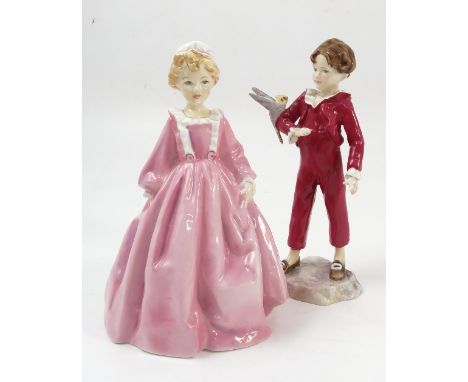 Two Royal Worcester figures, Grandmother's Dress and The Parakeet, both modelled by F G Doughty, model numbers 3081 and 3087
