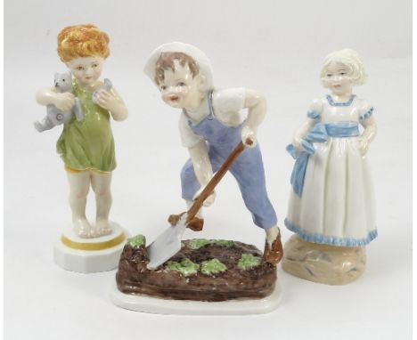 Three Royal Worcester figures, Saturday's Child 3524, Wednesday's Child 3521 and Monday's Child 3257