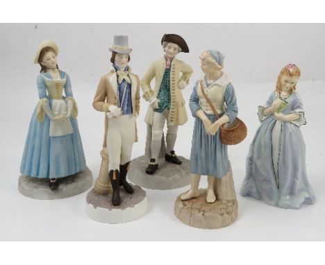 Four Royal Worcester figures, from The Hadley Collection, French Fishergirl 1886, af, Regency Gentleman 1884, af, The Gallant