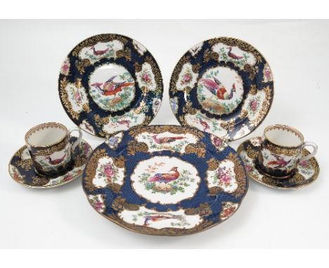 A group of early 20th century Booths china, to include two coffee cans, two saucers, two side plates and a cake plate with sh