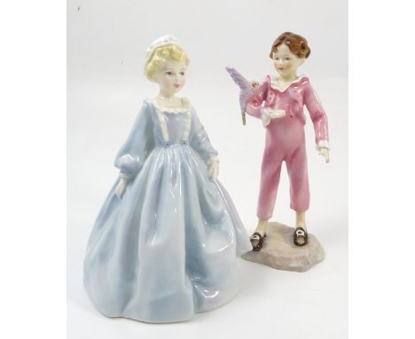 Two Royal Worcester figures, Grandmother's Dress and The Parakeet, both modelled by F G Doughty, model numbers 3081 and 3087