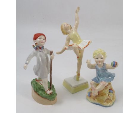 Three Royal Worcester figures, Tuesday's Child 3258, Thursday's Child 3260 and Sunday's Child 3256