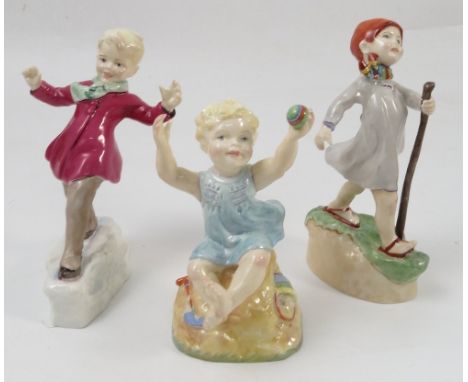 Three Royal Worcester figures, January 3452, Thursday's Child 3260 and Sunday's Child 3256