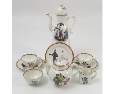 A Royal Worcester miniature tea set, comprising tea pot, hot water pot, milk jug, sugar bowl, two cups, two saucers and a pla