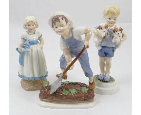 Three Royal Worcester figures, Saturday's Child 3524, Monday's Child 3519 and Monday's Child 3257