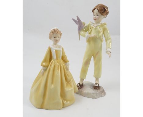 Two Royal Worcester figures, Little Grandmother and The Parakeet, both modelled by F G Doughty, model number 3087