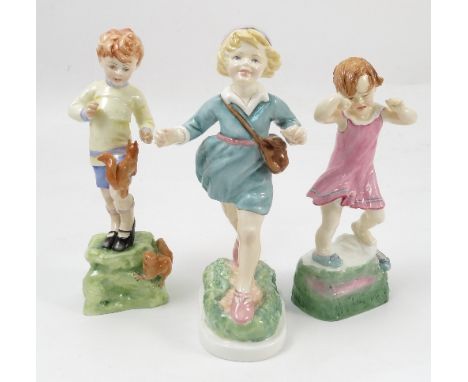 Three Royal Worcester figures, Thursday's Child 3522, Wednesday's Child 3259 and October 3417