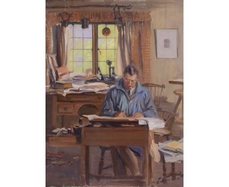 δ Eileen Soper (British 1905-1990) - George Soper at his desk Oil on canvas Signed lower right 61 x 51cm (24 x 20in.) Unframe