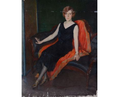Henry Hensche (American 1901-1992) - Portrait of Margaret Sibley of Gwynned Valley, Pennsylvania and Palm Beach  Oil canvas l