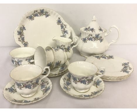 A Royal Kent "Trentside" tea set for 4 people. Comprising: teapot, sugar bowl, milk jug, sandwich plate &amp; 4 tea plates an