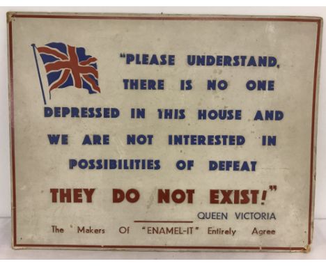 A WWII era propaganda/support cardboard sign. Hand dated 1941. Sign reads " Please Understand There Is No One Depressed In Th