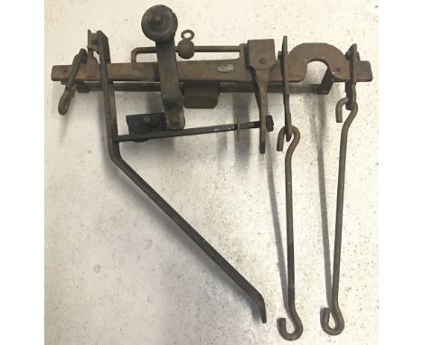 A vintage set of metal Steelyard weighing scales complete with weighing hooks.  
