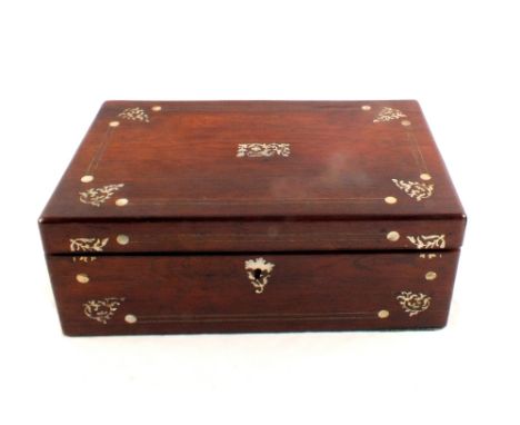 A 19th Century rosewood and mother of pearl inlaid writing slope