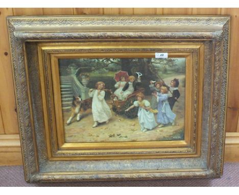 An oil painting of Beccles view, gilt framed print and a mirror