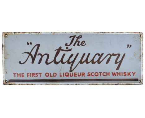 THE ANTIQUARY -&nbsp; Of recent manufacture, a very high quality reproduction porcelain enamel advertising sign. The sign of 