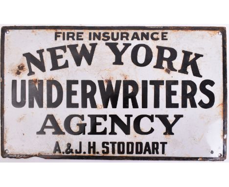 New York Underwriters Agency -&nbsp;Of recent manufacture, a very high quality reproduction point of sale porcelain enamel ad